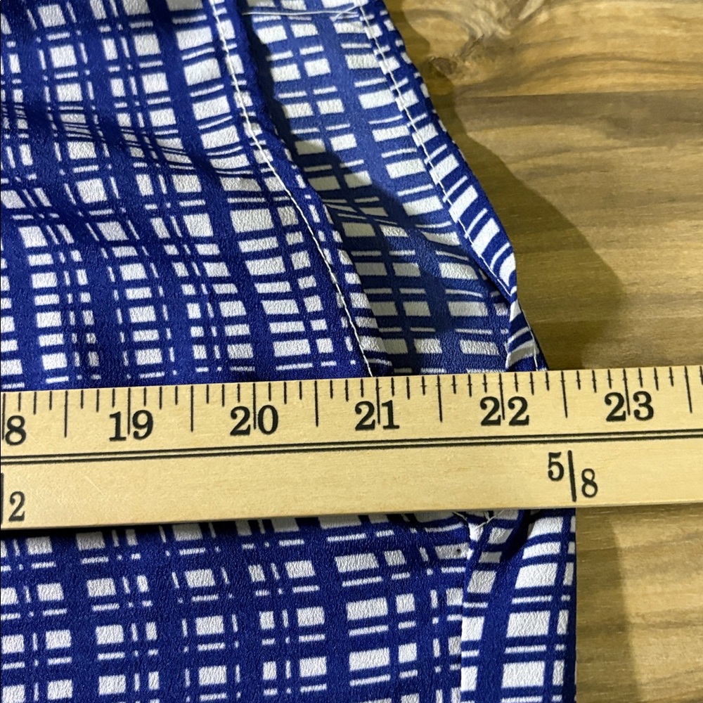 New York & Company Navy and White Grid Blouse - Picture 4 of 5